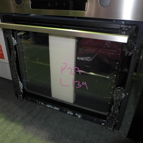 3373 - Zanussi Single Pyrolytic Oven - BROKEN GLASS DOOR - H589xW594xD568  Model No - ZOPNX6X2, Original RR... 