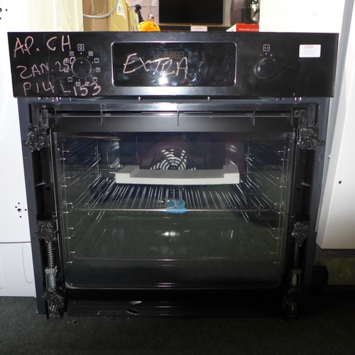 3374 - ZANUSSI Black SelfClean Electric Pyrolytic Oven- BROKEN GLASS DOOR (ZOPNX6K2)