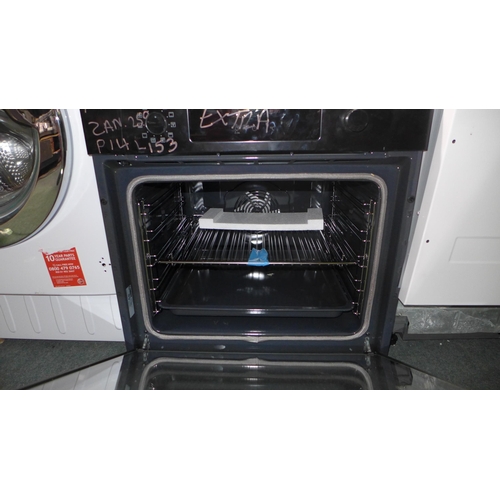 3374 - ZANUSSI Black SelfClean Electric Pyrolytic Oven- BROKEN GLASS DOOR (ZOPNX6K2)