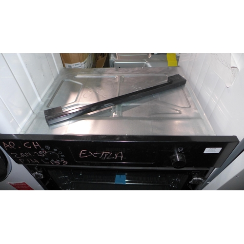 3374 - ZANUSSI Black SelfClean Electric Pyrolytic Oven- BROKEN GLASS DOOR (ZOPNX6K2)