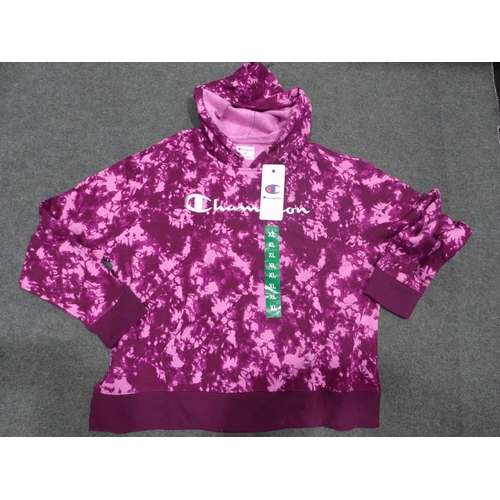 3186 - 10 Women's Champion purple tie-dye hoodies, size L * this lot is subject to VAT