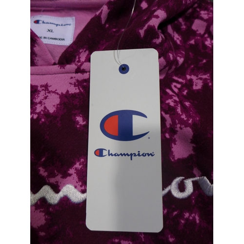 3188 - 10 Women's Champion purple tie-dye hoodies, size XL * this lot is subject to VAT