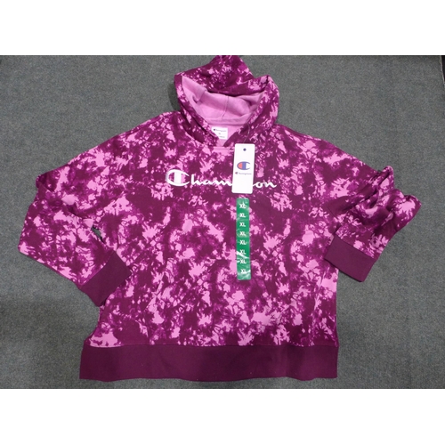 3189 - 10 Women's Champion purple tie-dye hoodies, size XL * this lot is subject to VAT