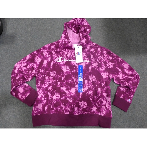 3191 - 10 Women's Champion purple tie-dye hoodies, size XL * this lot is subject to VAT