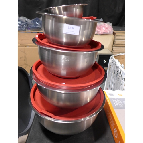 3234 - Tramontina stainless steel Mixing Bowls with Lids  (278-131)  * This lot is subject to vat