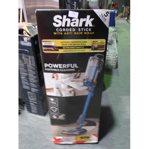 3258 - Shark Corded Stick Vacuum Cleaner (HZ400UKT), original RRP £149.99 + VAT (278-51) * This lot is subj... 