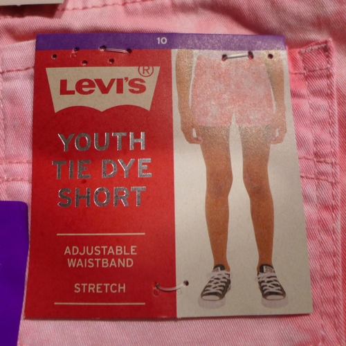 3328 - 20 Mixed sized youth Pink tie-dye Levi shorts * this lot is subject to VAT