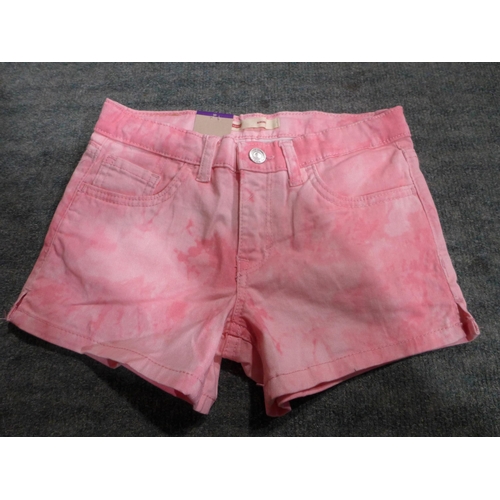 3329 - 20 Mixed sized youth Pink tie-dye Levi shorts * this lot is subject to VAT