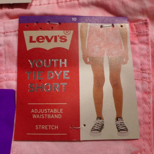 3329 - 20 Mixed sized youth Pink tie-dye Levi shorts * this lot is subject to VAT