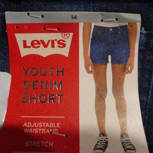 3334 - 20 Youth size 14 Levi Navy denim shorts * this lot is subject to VAT