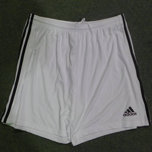 3053 - Bag of 8 pairs of white Adidas shorts (mixed sizes) * this lot is subject to VAT