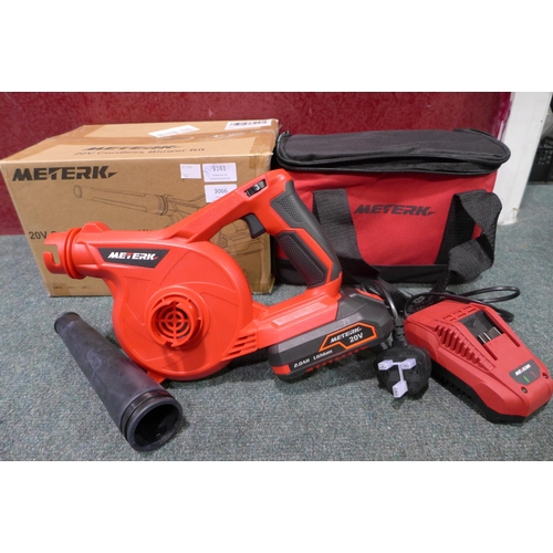 3066 - Meterk 20V cordless blower with battery charger and attachments