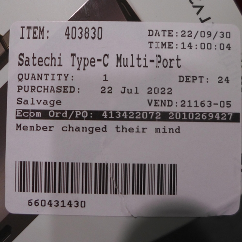 3086 - Satechi Type-C Multi-Port adapter  4K with ethernet (278-125 )  * This lot is subject to vat