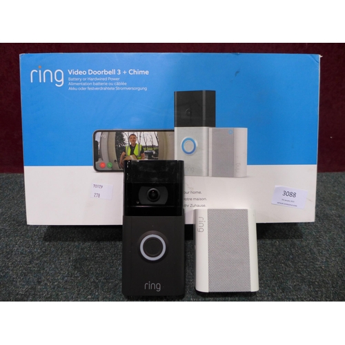 3088 - Ring RVD3 Doorbell 3 With Chime Video, original RRP £114.99 + VAT  (278-113) * This lot is subject t... 