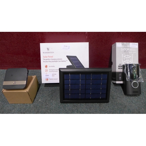 3089 - Wireless video doorbell and plug-in chime and a Wasserstein solar panel