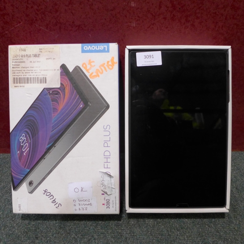 3091 - Lenovo plus tablet - No Charging lead  * This lot is subject to VAT