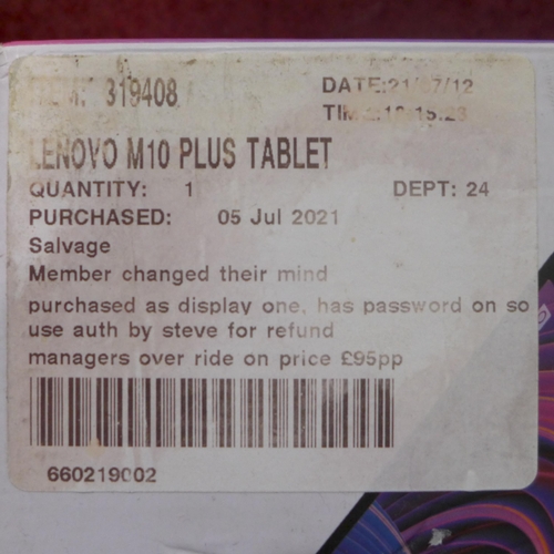 3091 - Lenovo plus tablet - No Charging lead  * This lot is subject to VAT