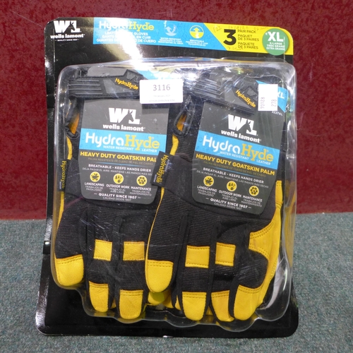 3116 - Wells Lamont Men's Hydrahyde Gloves (Size XL)  (278-95) * This lot is subject to VAT