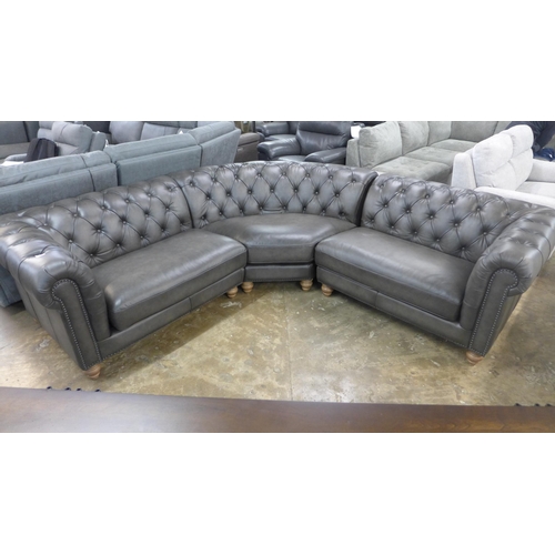 1439 - New Allington Corner Grey leather Sofa, Original RRP - £2499.99 +VAT (4158-20) *This lot is subject ... 