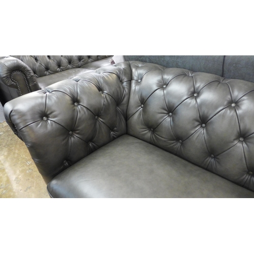 1439 - New Allington Corner Grey leather Sofa, Original RRP - £2499.99 +VAT (4158-20) *This lot is subject ... 