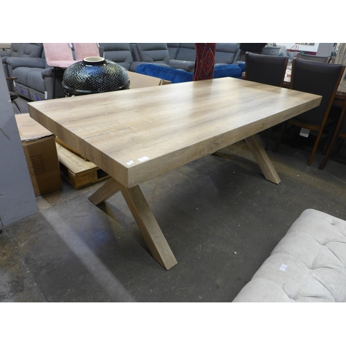 1512 - A Hatton 2m, thick top oak effect dining table