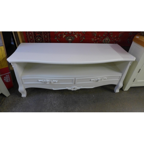 1519 - A white two drawer media unit