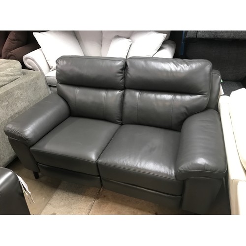 1428 - A Grace dark grey leather power reclining two seater sofa RRP £1,069.99 *This lot is subject to VAT