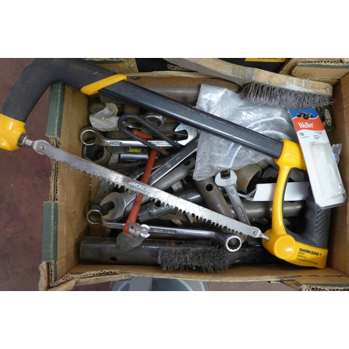 2033 - Array of joinery tools including saws, hand drill, etc. Approx 35 tools in total