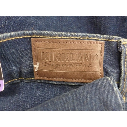 2088 - Two pairs of unused Kirkland men's deep blue jeans, tagged, W 30 x L 34 and W 38 x L 32