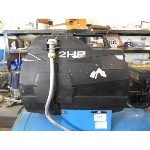 2097 - Clarke Airmaster 2hp compressor with 2 attachments - W