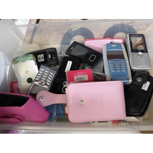 2163 - Copper planter, quantity of drinks trays and approx. 12 mobile phones