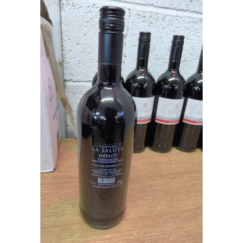 2181 - Six 1 litre bottles of Italian merlot Trevenezie red wine