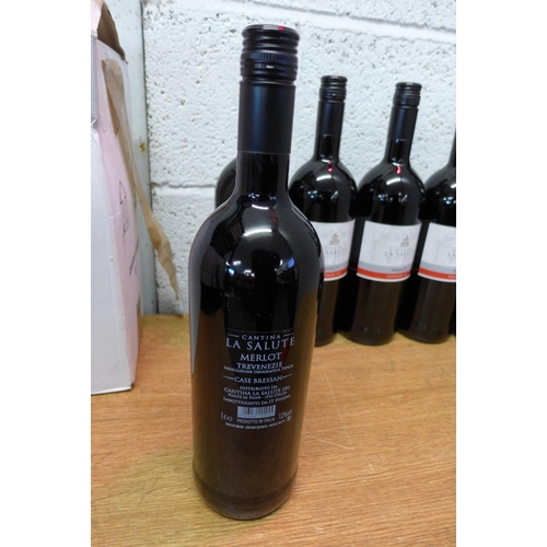 2185 - Six 1 litre bottles of Italian merlot Trevenezie red wine