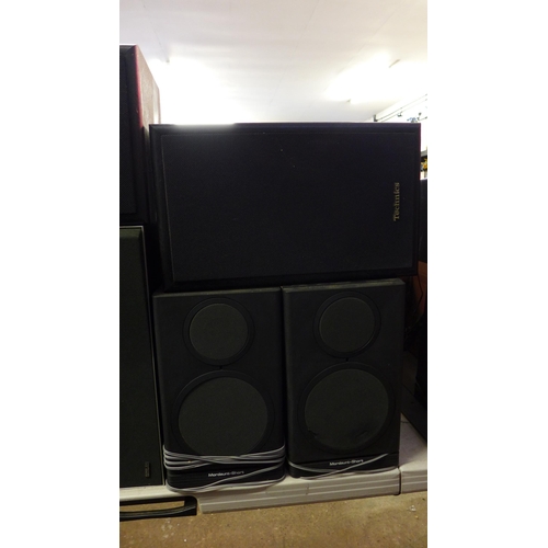 2263 - Job lot of Hi Fi speakers (12+) Technics, Mordaunt, Short, Samsung, etc, includes 60cm PA Speaker