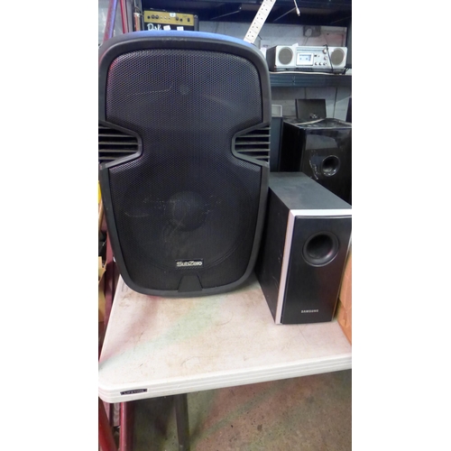 2263 - Job lot of Hi Fi speakers (12+) Technics, Mordaunt, Short, Samsung, etc, includes 60cm PA Speaker