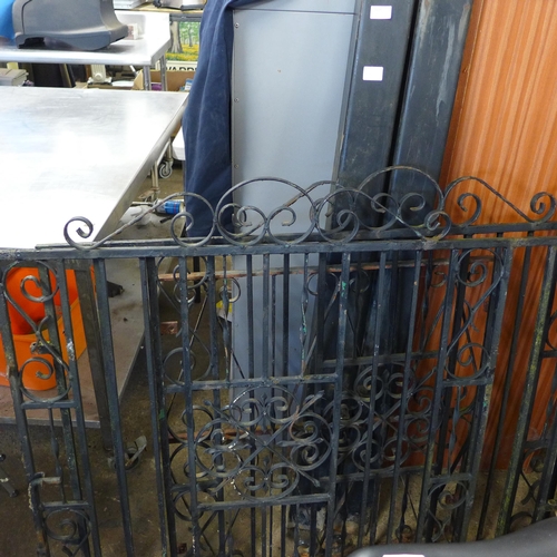 2335 - Pair of 8ft box steel gate posts with pair of 3ft driveway gates and steel side gate