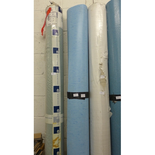 2349 - Approx. 2m x 7.5mtr long sky-blue flecked commercial grade vinyl flooring