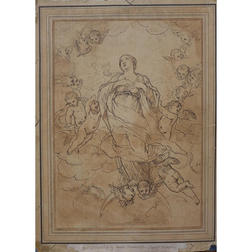 1 - Attributed to Carlo Maratta (1625-1713), Assumption of the Virgin Mary, pen and ink drawing on paper... 