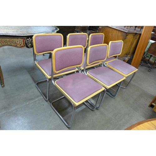 102 - A set of six Cesca style chrome and beech cantilever chairs