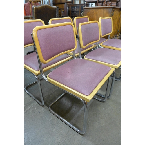 102 - A set of six Cesca style chrome and beech cantilever chairs