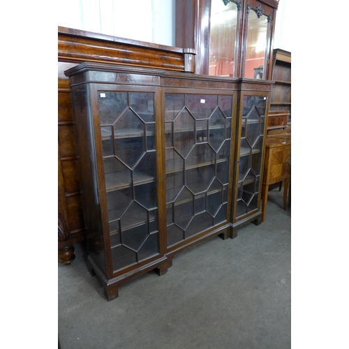 169 - An Edward VII mahogany astragal glazed three door bookcase