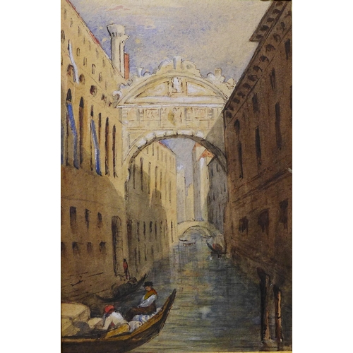 17 - Attributed to Samuel Prout, Venice Italy, watercolour, image 16 x 10cm