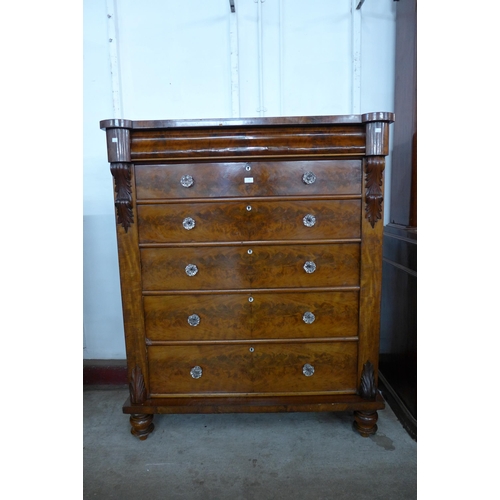 176 - A Victorian Scottish flame figured mahogany chest of drawers