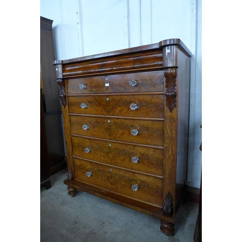 176 - A Victorian Scottish flame figured mahogany chest of drawers