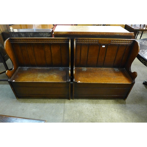 186 - A pair of Titchmarsh & Goodwin oak settles