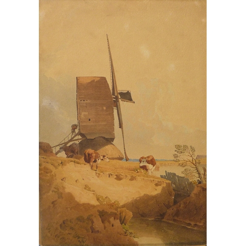 20 - Manner of Peter de Wint, The Windmill, watercolour, circa 1830, 35 x 24cm