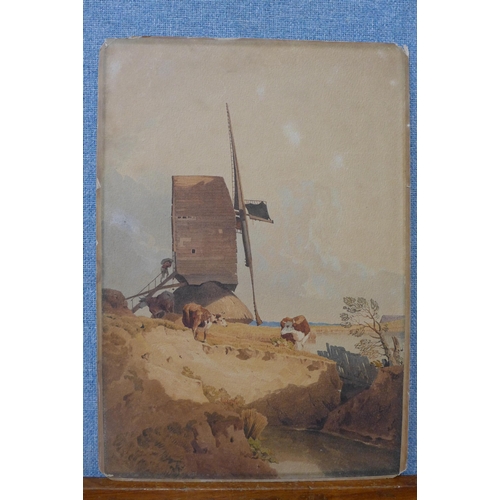 20 - Manner of Peter de Wint, The Windmill, watercolour, circa 1830, 35 x 24cm