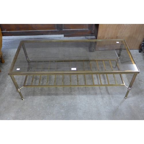 202 - An Italian brass and glass topped rectangular coffee table