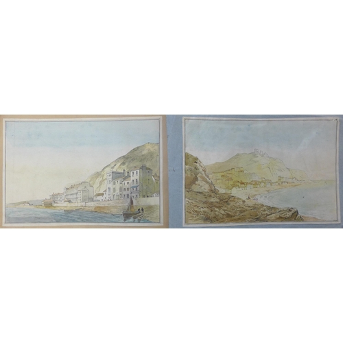 21 - A pair of Italian coastal watercolours, circa 1800, 30 x 20cm