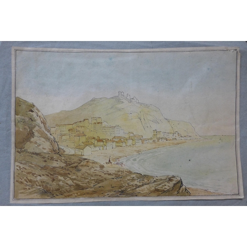 21 - A pair of Italian coastal watercolours, circa 1800, 30 x 20cm